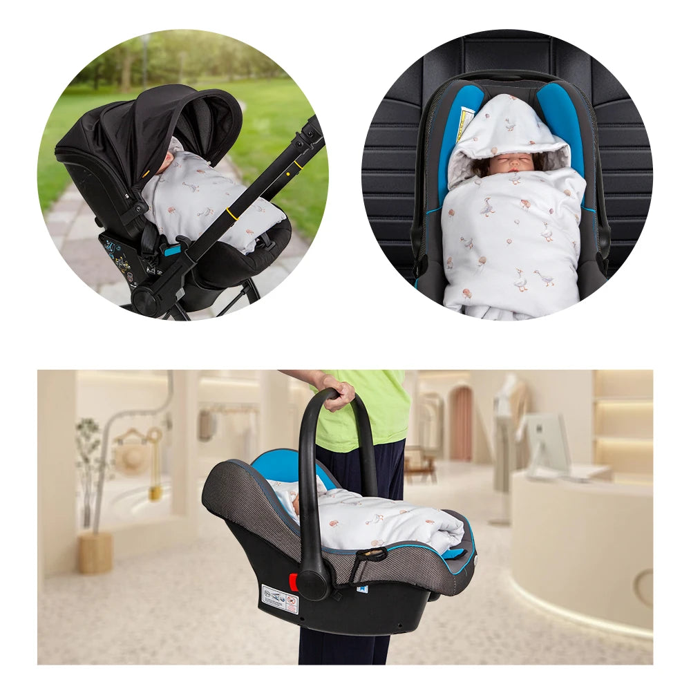 Manta para Asiento de Coche Bebé con Capucha Antiviento 90x90 cm