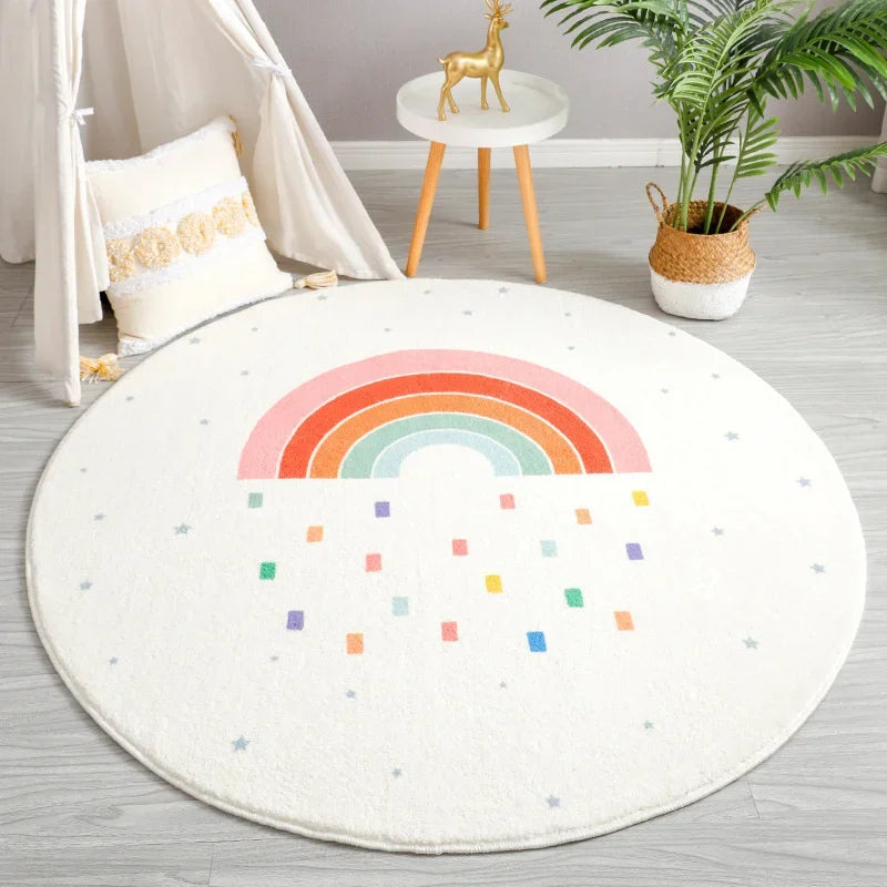Alfombra Redonda Arcoíris para Habitación Bebé